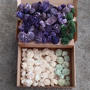 Assorted Purple and Cream Decorative Flowers
